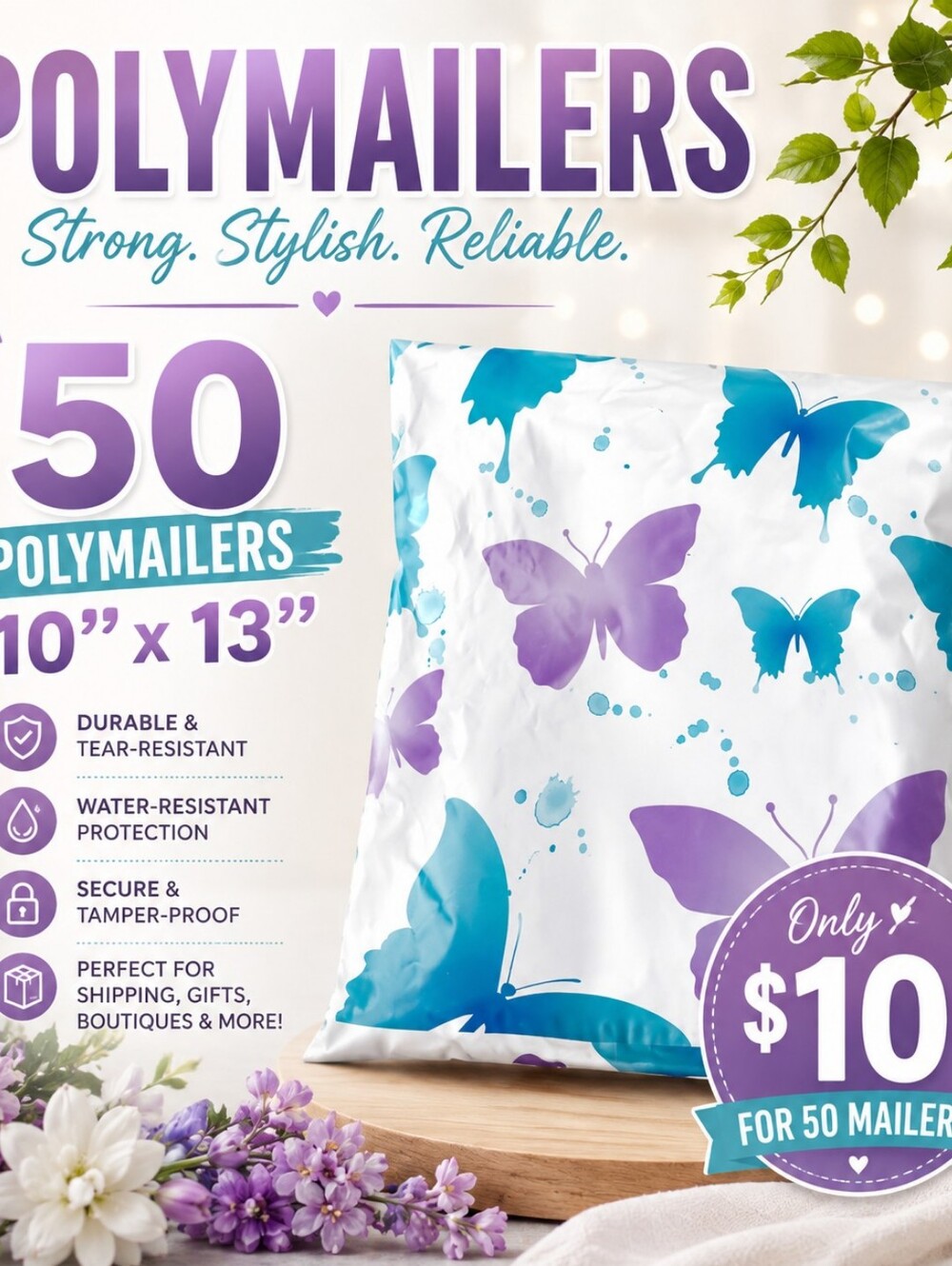 PolyMailers Butterfly Print 10 x 13 Polymailer